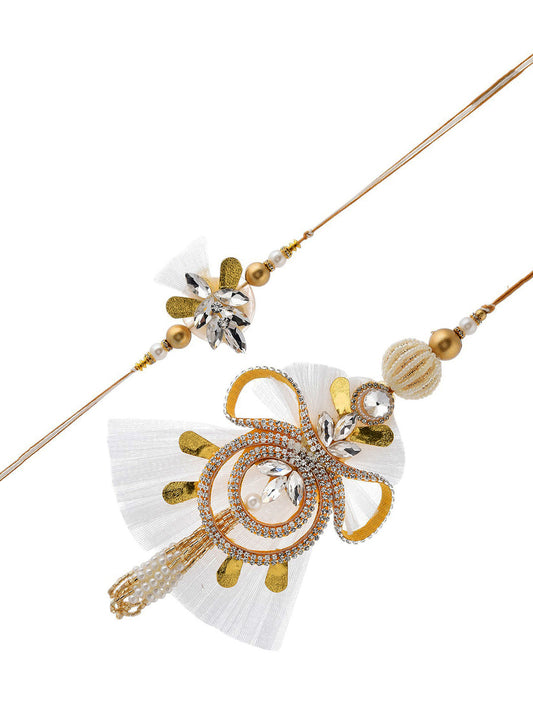 White Gold Pearl Bhaiya Bhabhi Rakhi