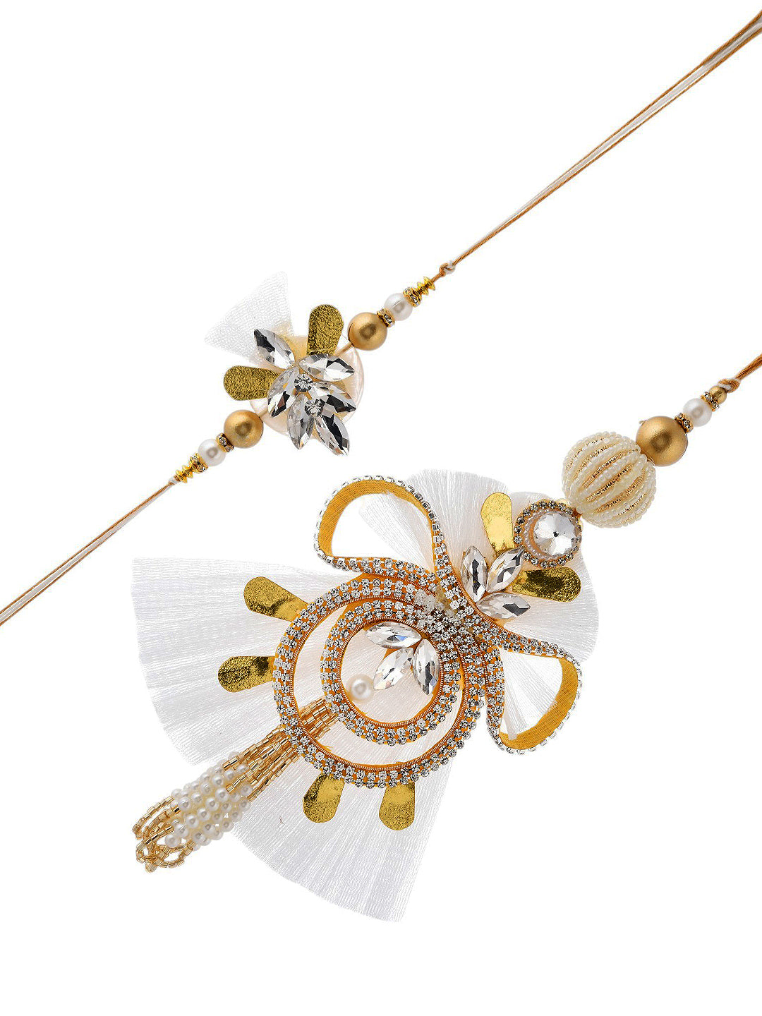 Luxe Gold-Toned Statement Bhaiya Bhabhi Lumba Rakhi Set