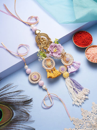 Floral Designer Bhaiya Bhabhi Lumba Rakhi Set