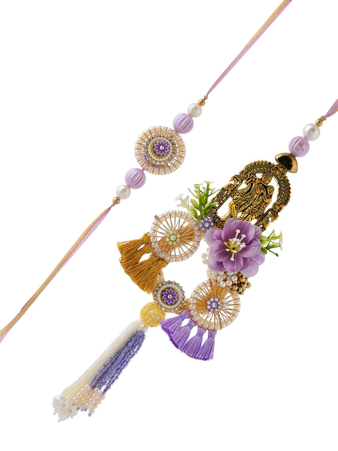 Floral Designer Bhaiya Bhabhi Lumba Rakhi Set