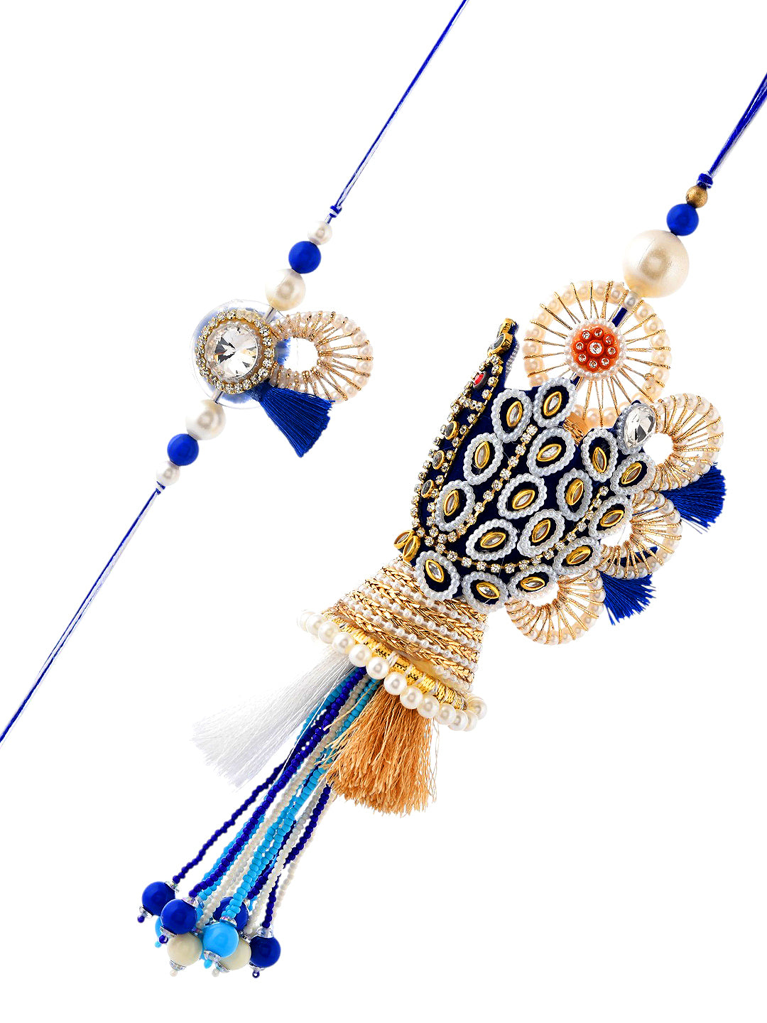 Blue Elegant Pearl Bhaiya Bhabhi Rakhi