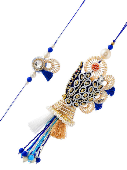 Blue Elegant Pearl Bhaiya Bhabhi Rakhi
