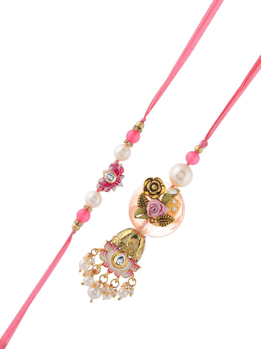 Red Gold Traditional Bhaiya Bhabhi Rakhi
