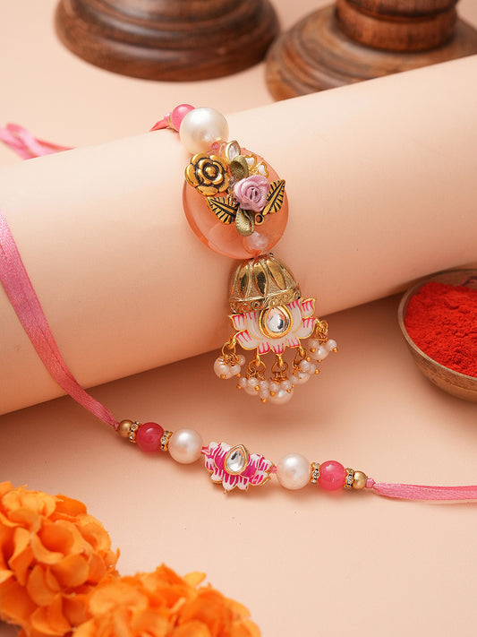 Red Gold Traditional Bhaiya Bhabhi Rakhi
