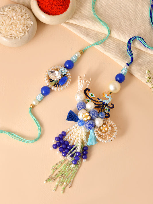 Blue Gold Royal Bhaiya Bhabhi Rakhi