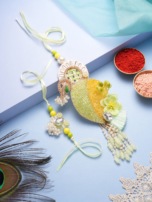 Green Gold Auspicious Bhaiya Bhabhi Rakhi