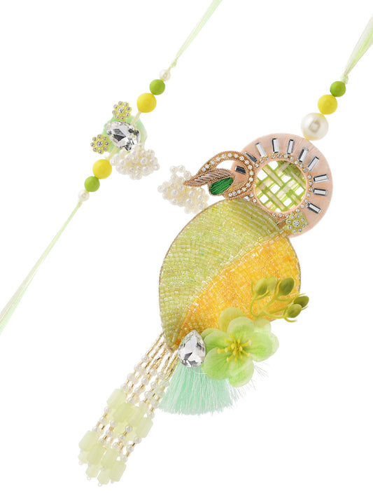 Green Gold Auspicious Bhaiya Bhabhi Rakhi