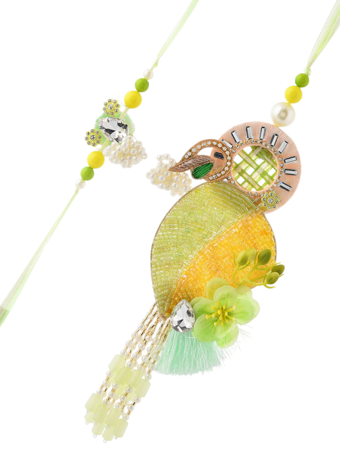 Green Gold Auspicious Bhaiya Bhabhi Rakhi