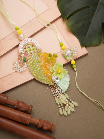 Green Gold Auspicious Bhaiya Bhabhi Rakhi