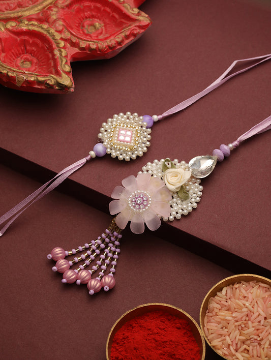 Pink Silver Charm Bhaiya Bhabhi Rakhi
