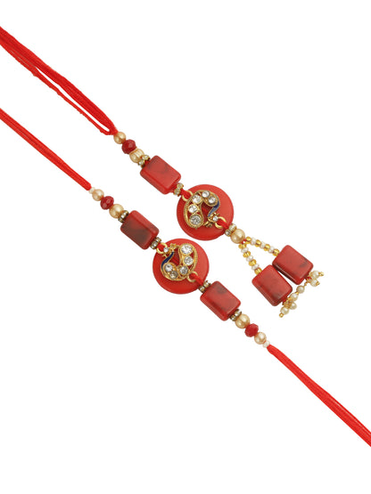Tiny Peacock Stone Work Bhaiya Bhabhi Rakhi