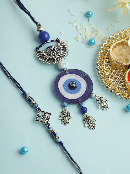 Majestic Evil Eye Bhaiya Bhabhi Rakhi Set