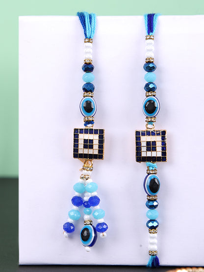 Black Eyed Evil Blue Beaded Bhaiya Bhabhi Rakhi