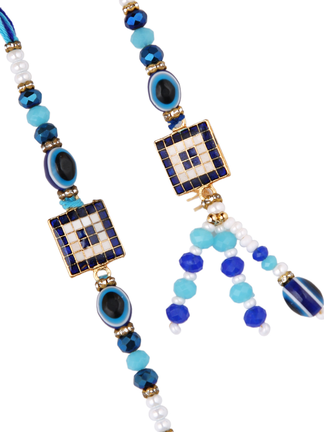 Black Eyed Evil Blue Beaded Bhaiya Bhabhi Rakhi