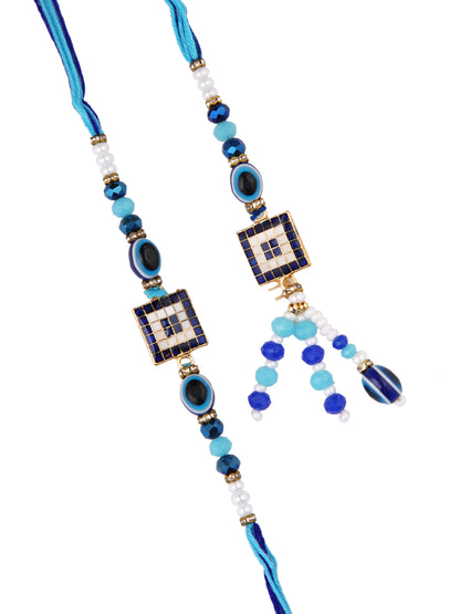 Black Eyed Evil Blue Beaded Bhaiya Bhabhi Rakhi