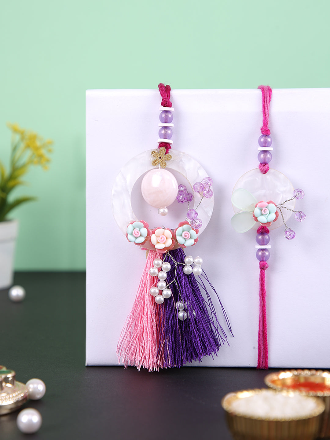 Floral & Thread work Bhaiya Bhabhi Rakhi