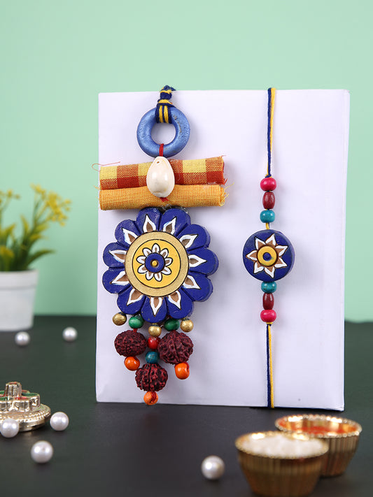 Floral Terracotta Bead Work Bhaiya Bhabhi Rakhi