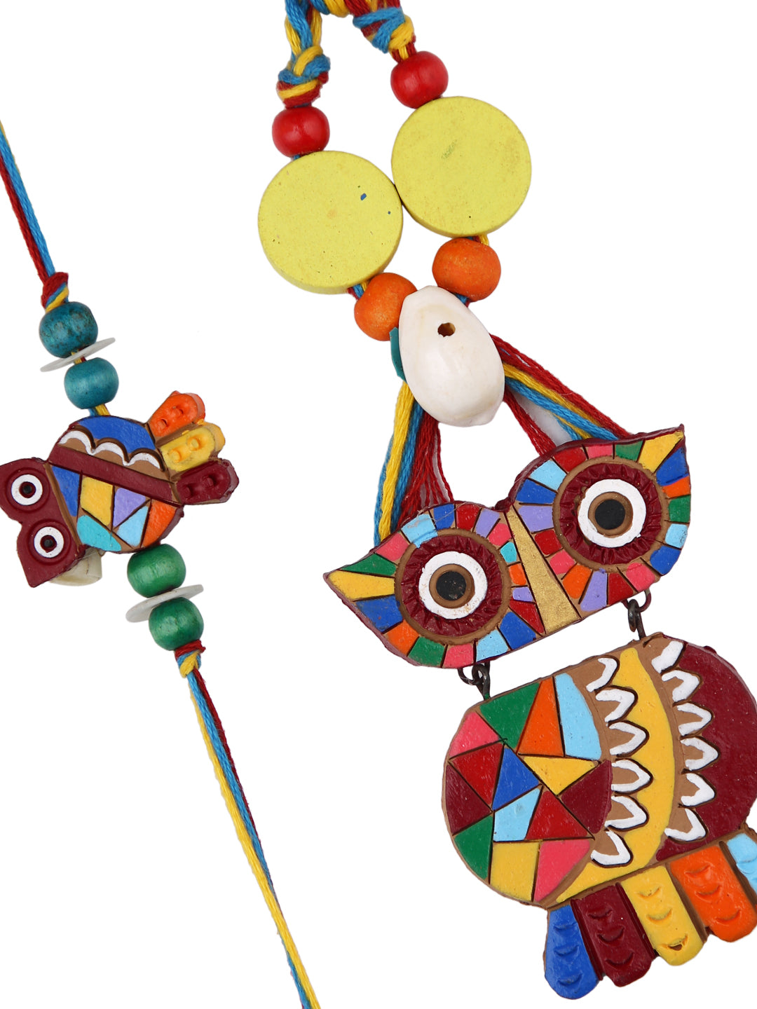 Colourful Owl with Shell Bhaiya Bhabhi Rakhi