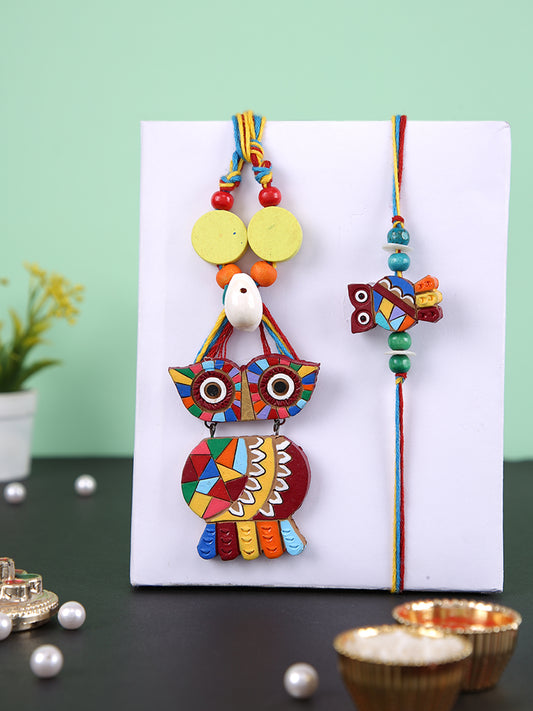 Colourful Owl with Shell Bhaiya Bhabhi Rakhi