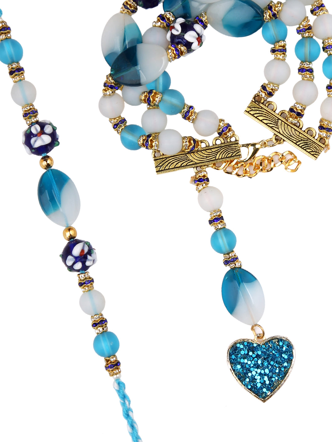 Blue & White Stoned Work Bhaiya Bhabhi Rakhi