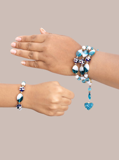 Blue & White Stoned Work Bhaiya Bhabhi Rakhi
