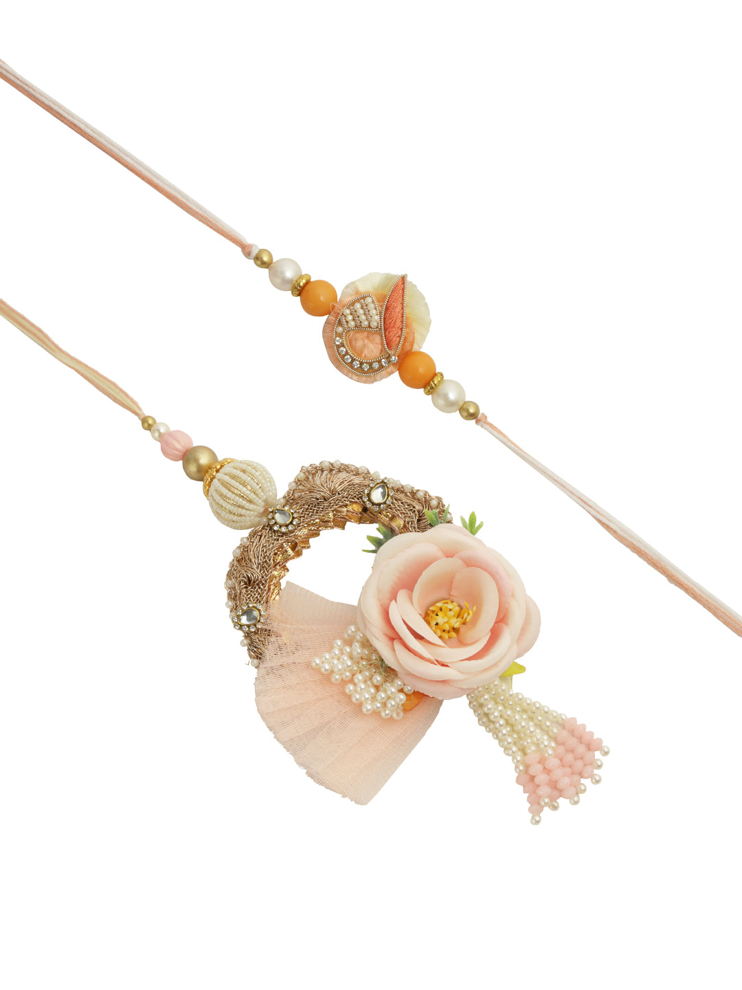 Pink Floral Blossom Bhaiya Bhabhi Rakhi Set