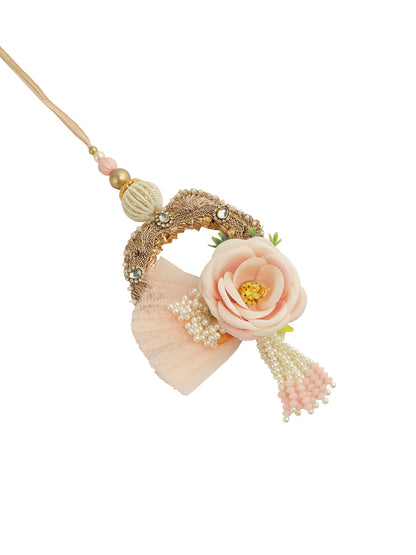 Pink Floral Blossom Bhaiya Bhabhi Rakhi Set