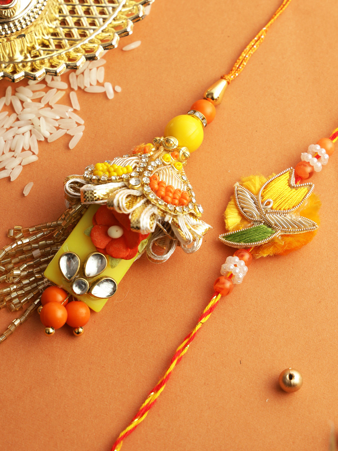 Bunch of Beads and Stone Work Bhaiya Bhabhi Rakhi