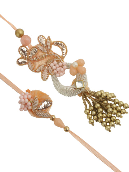 Pink Pearl Embellished Rakhi Set