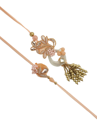 Pink Pearl Embellished Rakhi Set