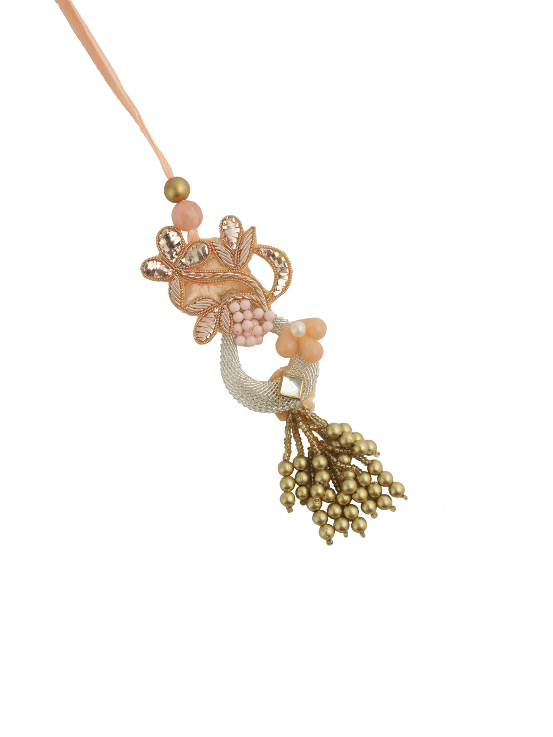 Pink Pearl Embellished Rakhi Set