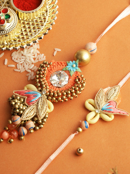 Multi-coloured Beaded Elegance Bhaiya Bhabhi Rakhi