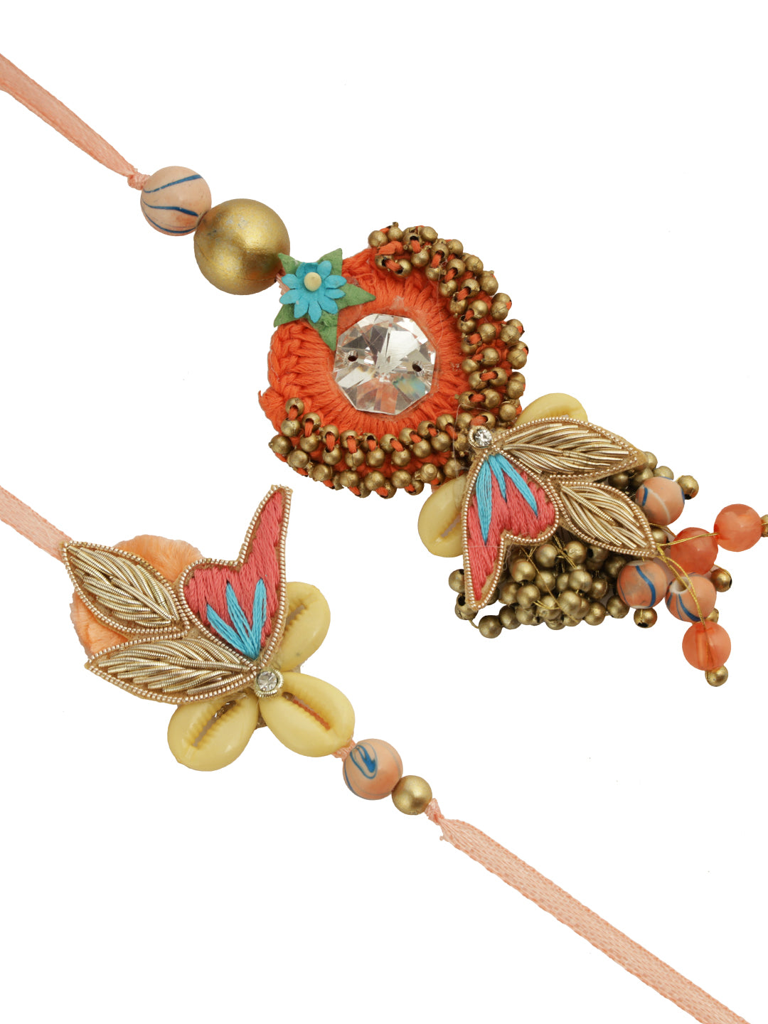 Multi-coloured Beaded Elegance Bhaiya Bhabhi Rakhi