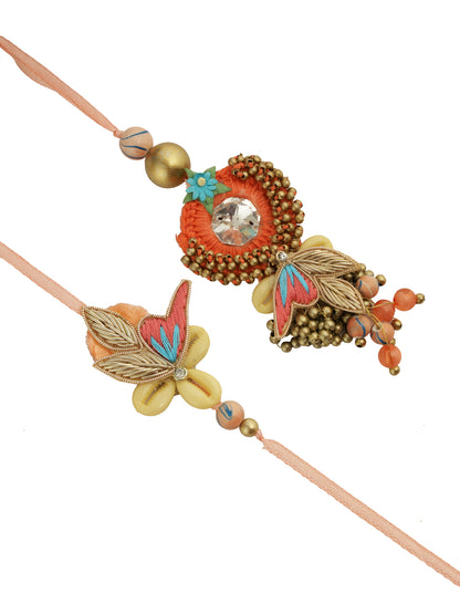Multi-coloured Beaded Elegance Bhaiya Bhabhi Rakhi