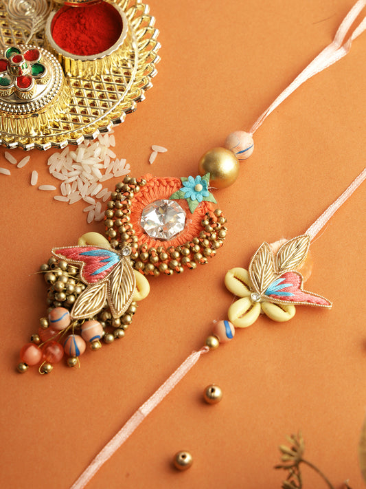 Multi-coloured Beaded Elegance Bhaiya Bhabhi Rakhi