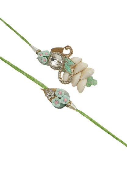 Floral Seashell Bhaiya Bhabhi Rakhi Set