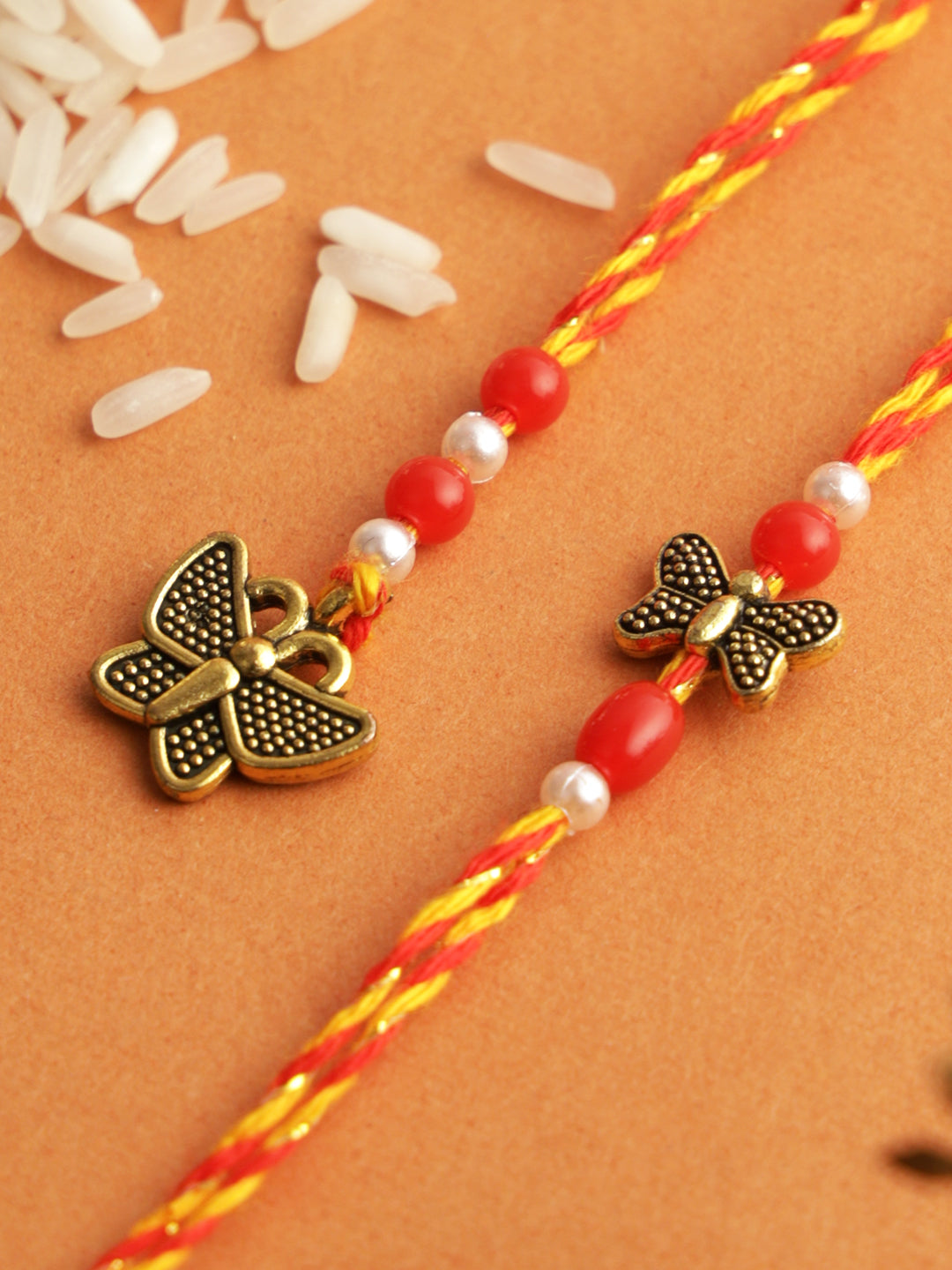 Delicate Butterfly Charm Bhaiya Bhabhi Rakhi Pair