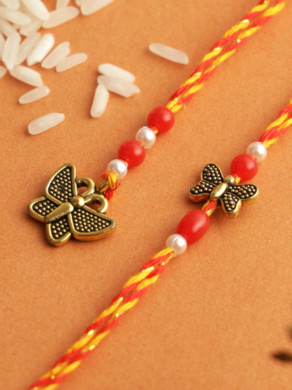 Delicate Butterfly Charm Bhaiya Bhabhi Rakhi Pair