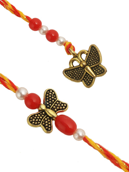 Delicate Butterfly Charm Bhaiya Bhabhi Rakhi Pair