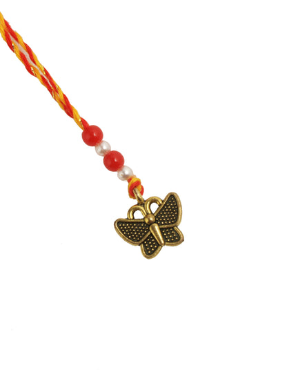 Delicate Butterfly Charm Bhaiya Bhabhi Rakhi Pair