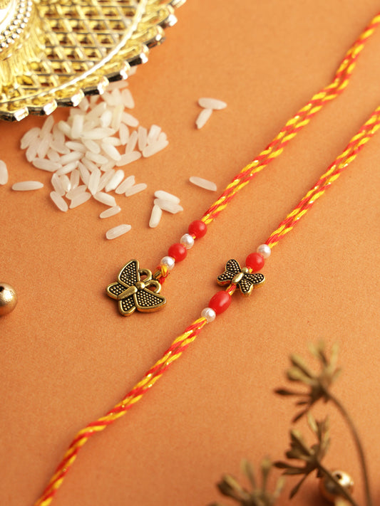 Delicate Butterfly Charm Bhaiya Bhabhi Rakhi Pair