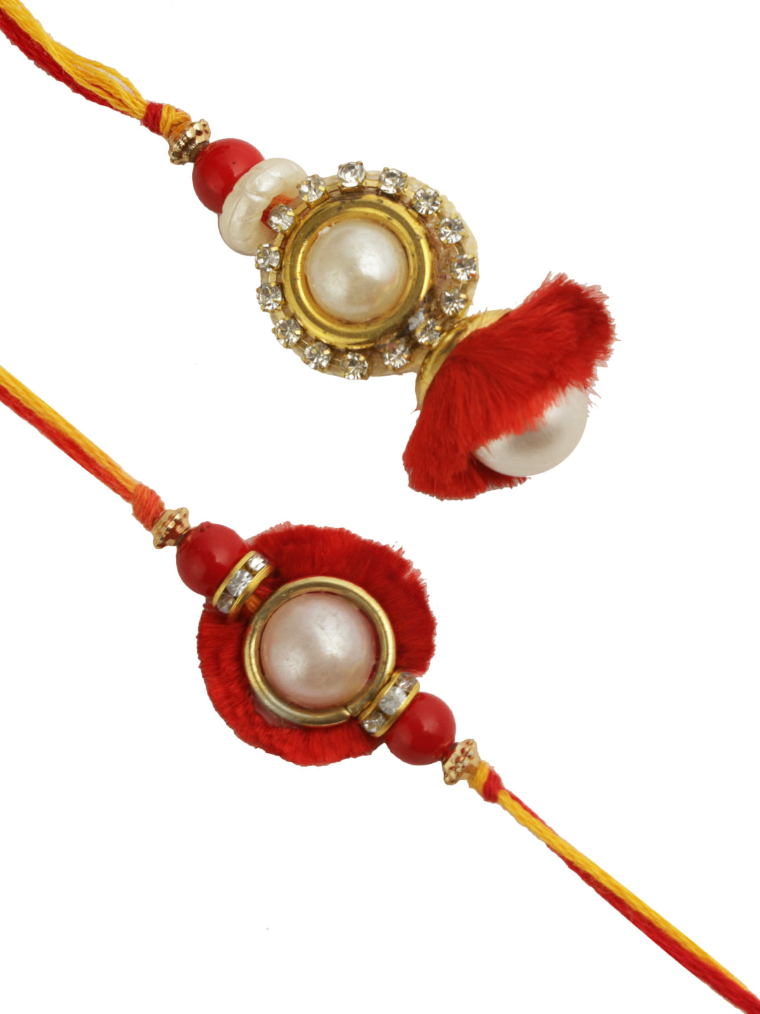 Royal Red with Pearls Bhaiya Bhabhi Rakhi Set