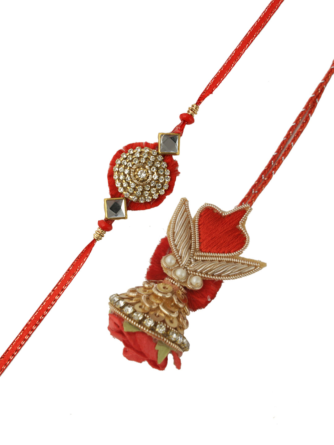 Stone Work with Thread Bhaiya Bhabhi Rakhi Set