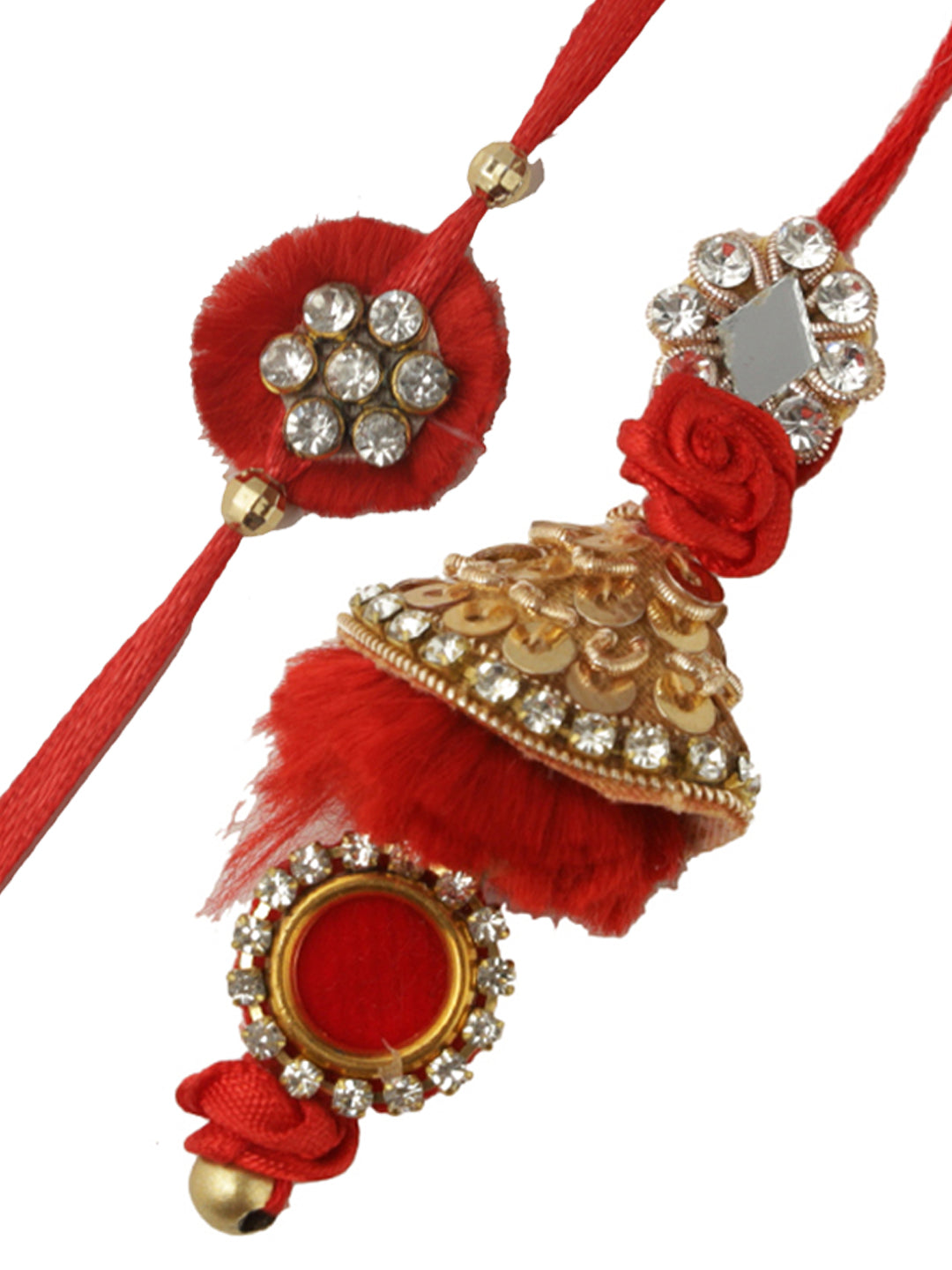Ruby Red with Kundan Bhaiya Bhabhi Rakhi Set