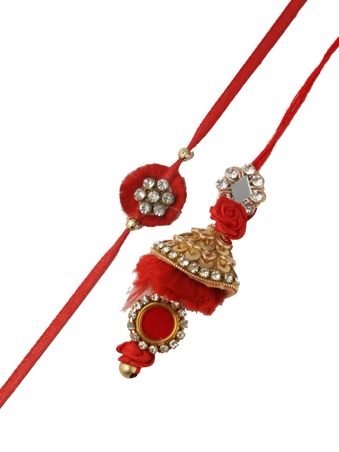 Ruby Red with Kundan Bhaiya Bhabhi Rakhi Set