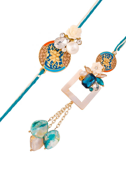 Designer Floral Rakhi Set with Thali