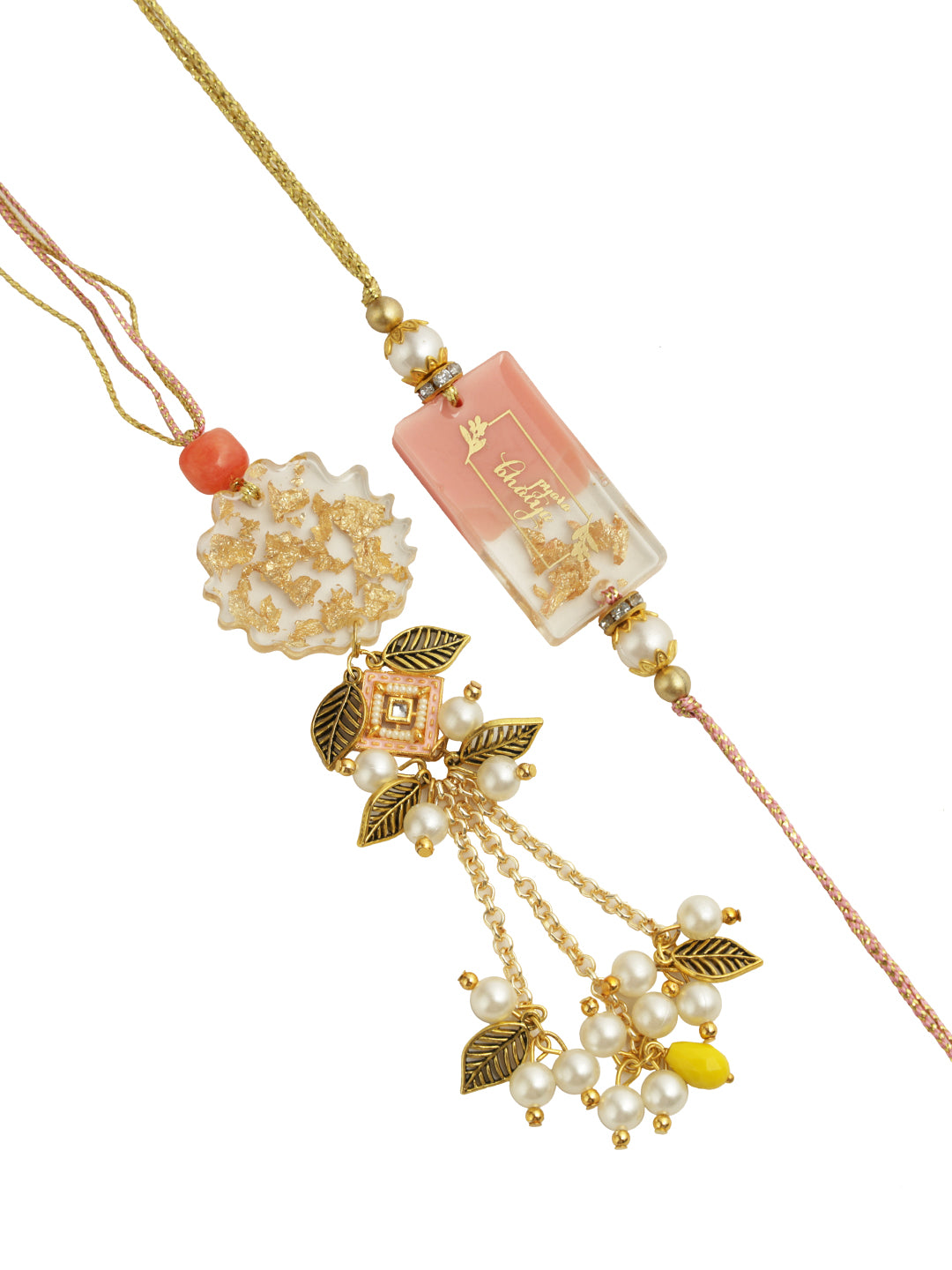 Golden Pearl Rakhi Set with Thali