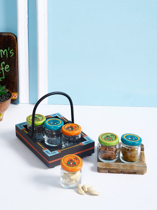 Snacks Jars with Wooden Tray