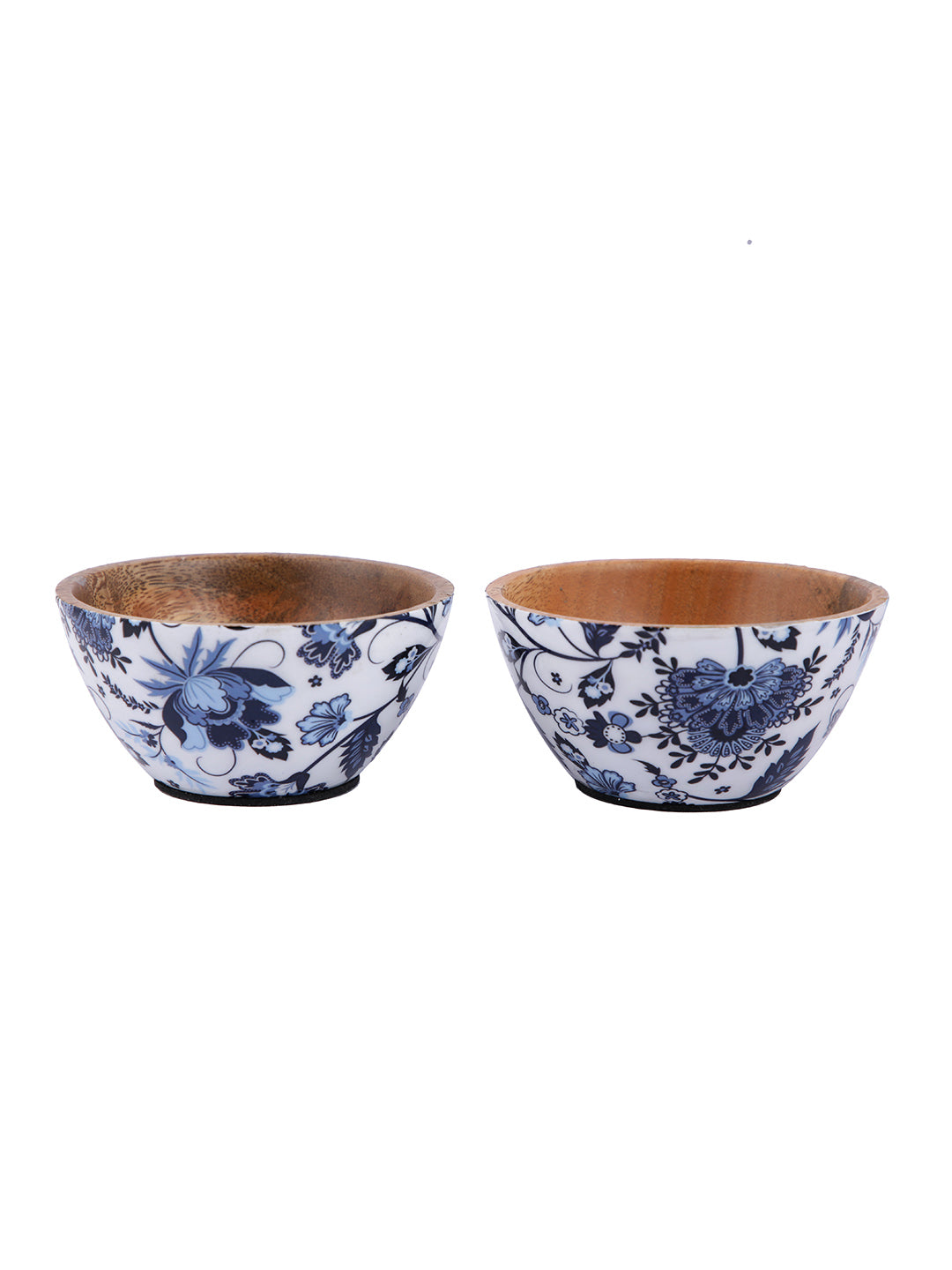 Wood Serving Bowl with Enamel Coating-2pc