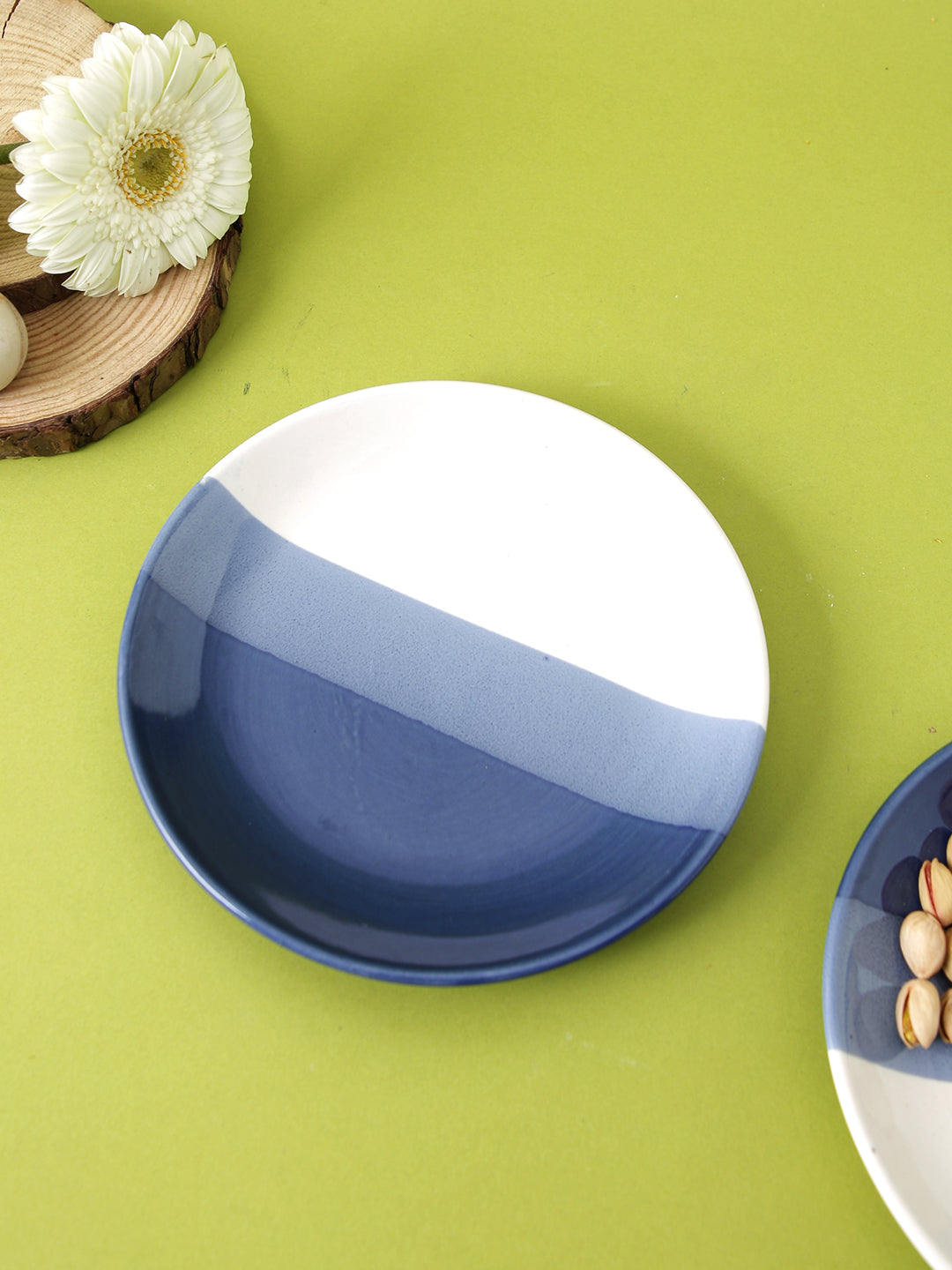 Blue & White Half n Half Shade Full Plate 2pc